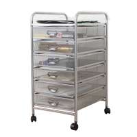 multi layer sundry sorting rack Drawer cart mesh metal wire storage cabinet with 4 wheels